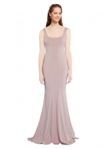 Cheap Sleeveless Scoop Neck Fully Lined Formal Crepe Bridesmaid Dress / Prom Dress Sydney
