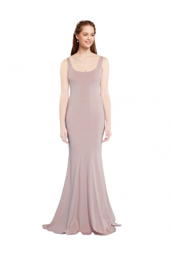 Cheap Sleeveless Scoop Neck Fully Lined Formal Crepe Bridesmaid Dress / Prom Dress Sydney
