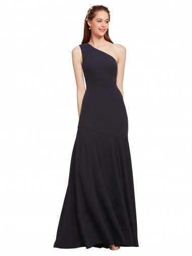 Cheap Fit and Flare Formal Crepe Bridesmaid Dress / Prom Dress with One Shoulder Sydney