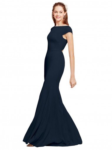 Cheap Fit and Flare Long Formal Crepe Bridesmaid Dress / Prom Dress with Tie Open Back Sydney