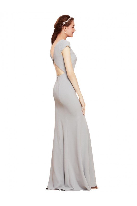 Cheap Fit and Flare Long Formal Crepe Bridesmaid Dress / Prom Dress with Tie Open Back Sydney