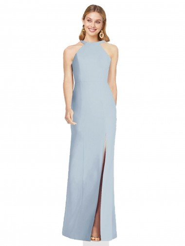 Cheap High Neck Backless Formal Crepe Trumpet Bridesmaid Dress Sydney