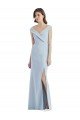 Cheap Romantic Off the Shoulder Long Maxi Bridesmaid Dress with Side Slit Sydney