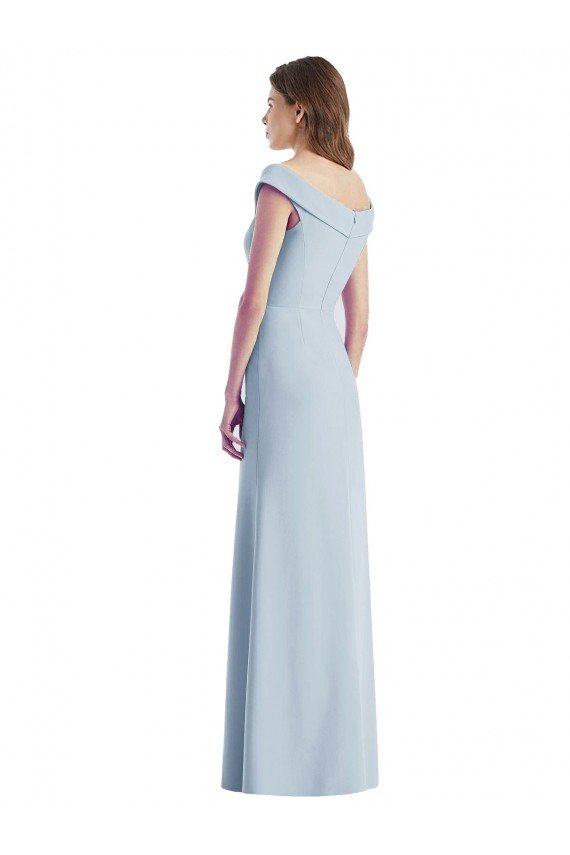 Cheap Romantic Off the Shoulder Long Maxi Bridesmaid Dress with Side Slit Sydney
