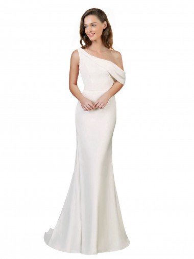 Cheap One Shoulder Formal Crepe Bridesmaid Dress / Prom Dress with Draped Off the Shoulder Strap Sydney
