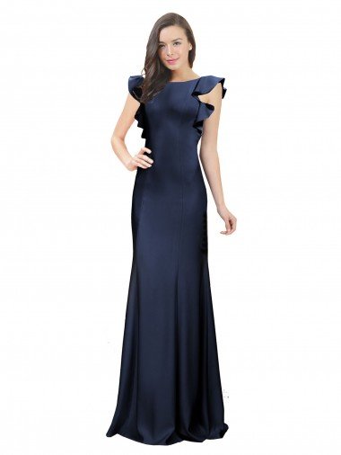 Cheap Sleeveless Crepe Bridesmaid Dress / Prom Dress with Cascading Ruffle and Keyhole Back Sydney