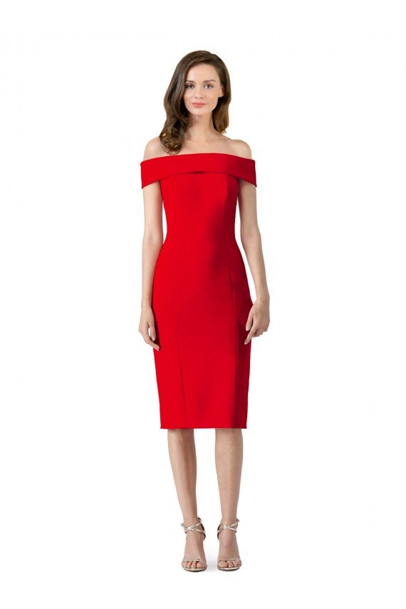 Cheap Off the Shoulder Square Neck Cocktail Length Bridesmaid Dress / Prom Homecoming Dress Sydney