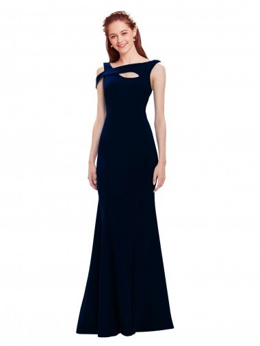 Cheap Sleeveless Formal Crepe Mermaid Bridesmaid Dress / Prom Dress with Side Slit Sydney