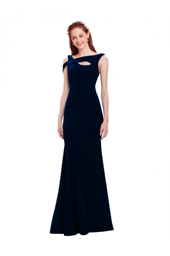Cheap Sleeveless Formal Crepe Mermaid Bridesmaid Dress / Prom Dress with Side Slit Sydney