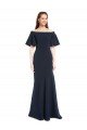 Cheap Off the Shoulder Formal Crepe Bridesmaid Dress / Prom Dress with Short Ruffle Sleeves. Sydney