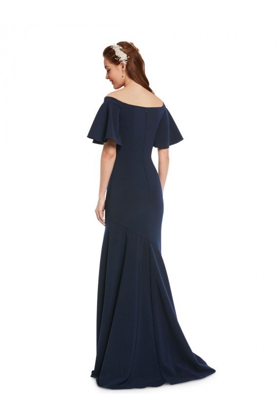 Cheap Off the Shoulder Formal Crepe Bridesmaid Dress / Prom Dress with Short Ruffle Sleeves. Sydney