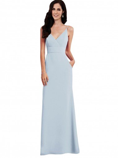 Cheap V Back Spaghetti Strap Maxi Bridesmaid Dress / Prom Dress with Pockets Sydney