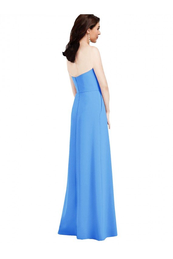 Cheap Strapless Pleated Skirt Crepe Bridesmaid Dress / Prom Dress with Pockets Sydney