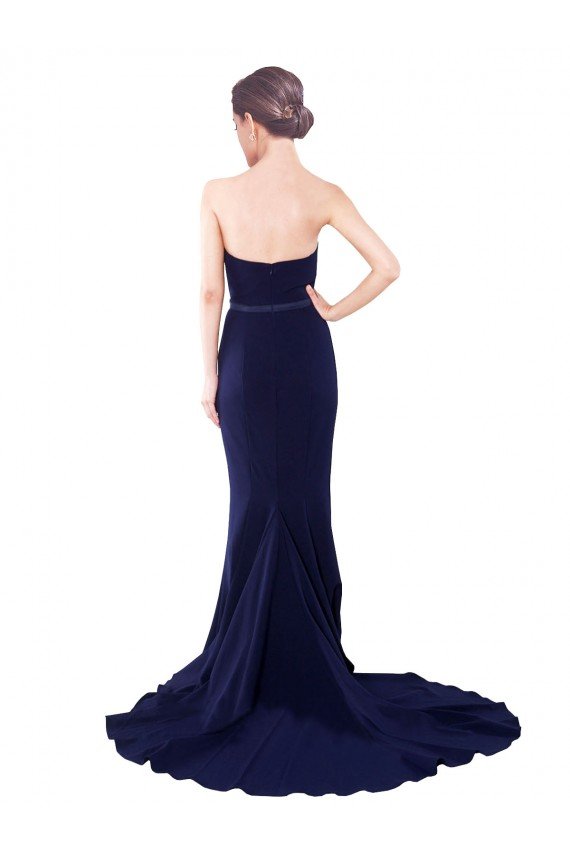 Cheap Strapless Sweetheart Neckline Crepe Bridesmaid Dress / Prom Dress with Satin Waistband Sydney