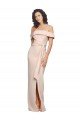 Cheap Off the Shoulder Long Formal Crepe Bridesmaid Dress / Prom Dress with Waist Tie and Slit Sydney
