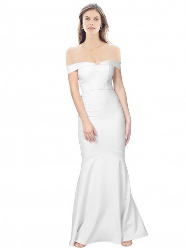 Cheap Mermaid Off the Shoulder Long Formal Crepe Bridesmaid Dress / Prom Dress with Low Back Sydney