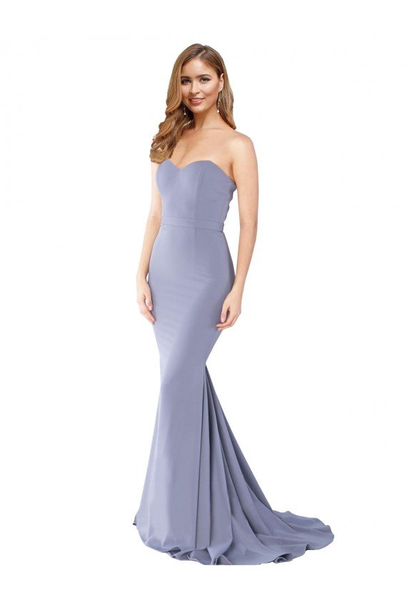 Cheap Long Strapless Sweetheart Sweep Train Formal Crepe Bridesmaid Dress / Prom Dress with Low Back Sydney