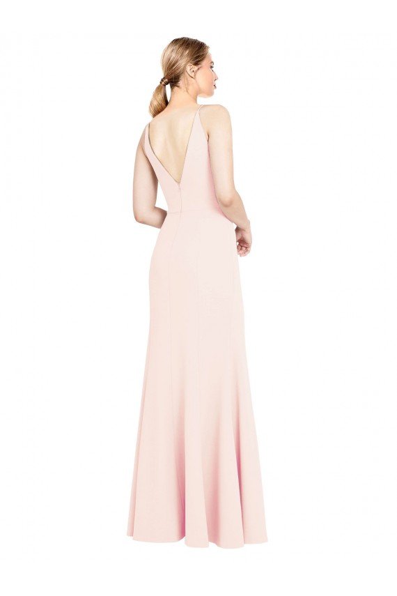 Cheap Slim A-Line V-Neck Long Stretch Formal Crepe Bridesmaid Dress / Prom Dress with V-Back Sydney
