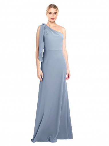 Cheap Draped Flutter Sleeves One Shoulder Stretch Formal Crepe Bridesmaid Dress / Prom Dress Sydney