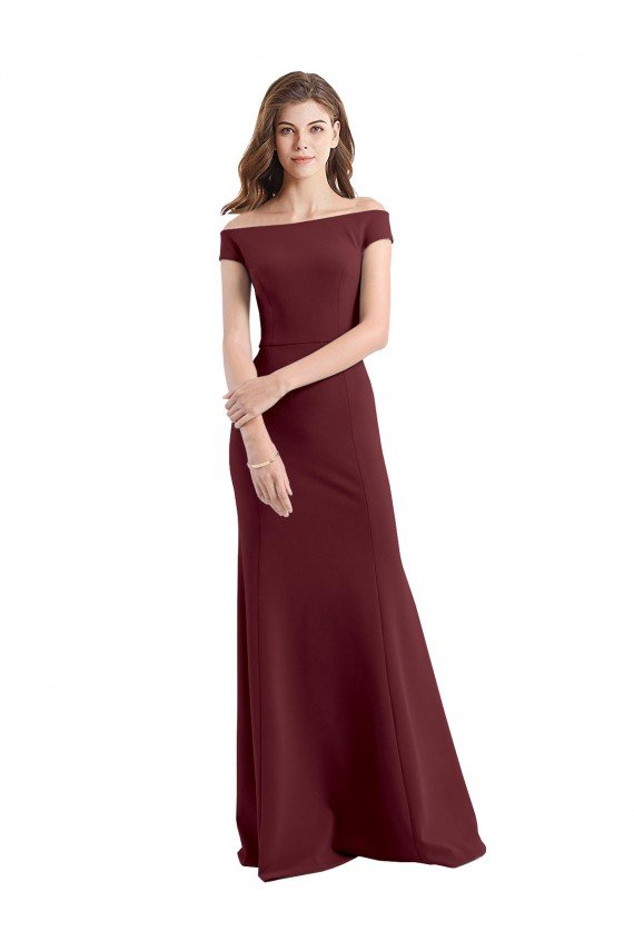 Cheap Off the Shoulder Fit and Flare Stretch Crepe Bridesmaid Dress / Prom Dress Sydney