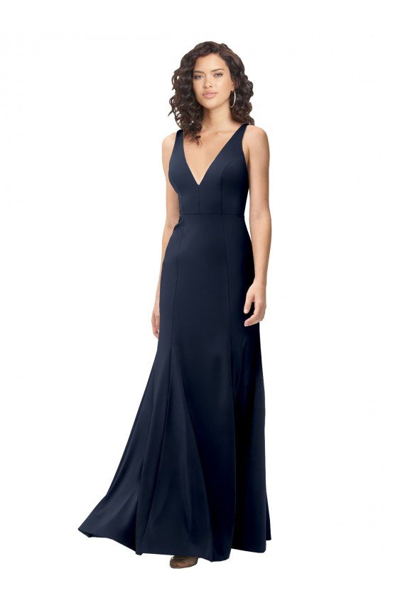 Cheap Classic V-Neck Long Stretch Formal Crepe Bridesmaid Dress / Prom Dress with V-Back Sydney