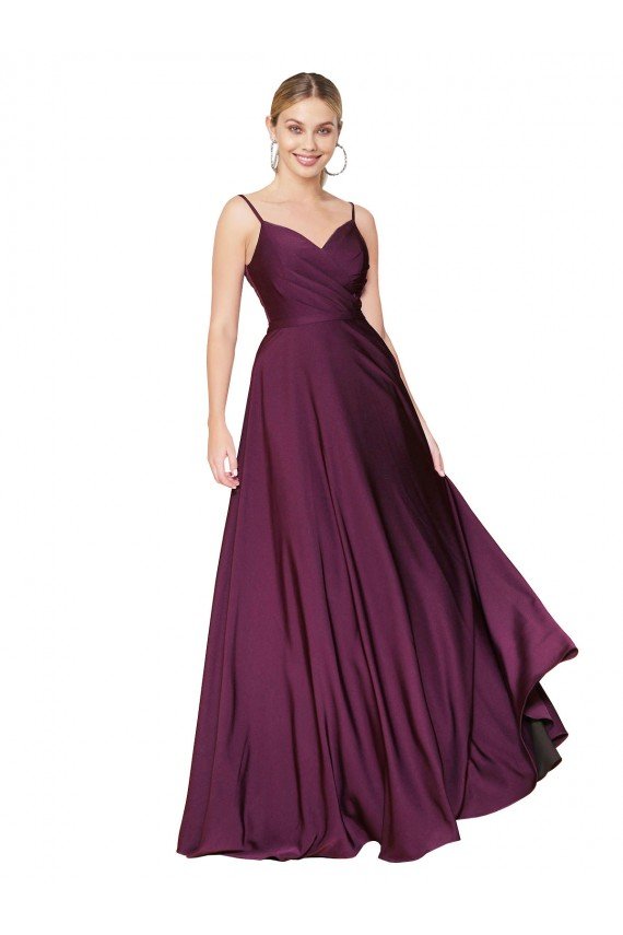Cheap High Neck Spaghetti Straps Long V-Back Formal Crepe Bridesmaid Dress / Prom Dress Sydney