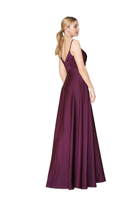 Cheap High Neck Spaghetti Straps Long V-Back Formal Crepe Bridesmaid Dress / Prom Dress Sydney