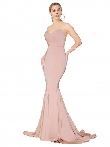 Cheap Sweep Train Sweetheart Long Mermaid Formal Crepe Bridesmaid Dress / Prom Dress Low Back Sydney