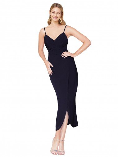 Cheap High Neck Spaghetti Straps Formal Crepe Short Cocktail Wrap Bridesmaid Dress / Prom Dress Sydney