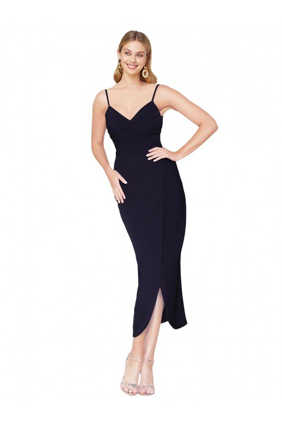 Cheap High Neck Spaghetti Straps Formal Crepe Short Cocktail Wrap Bridesmaid Dress / Prom Dress Sydney