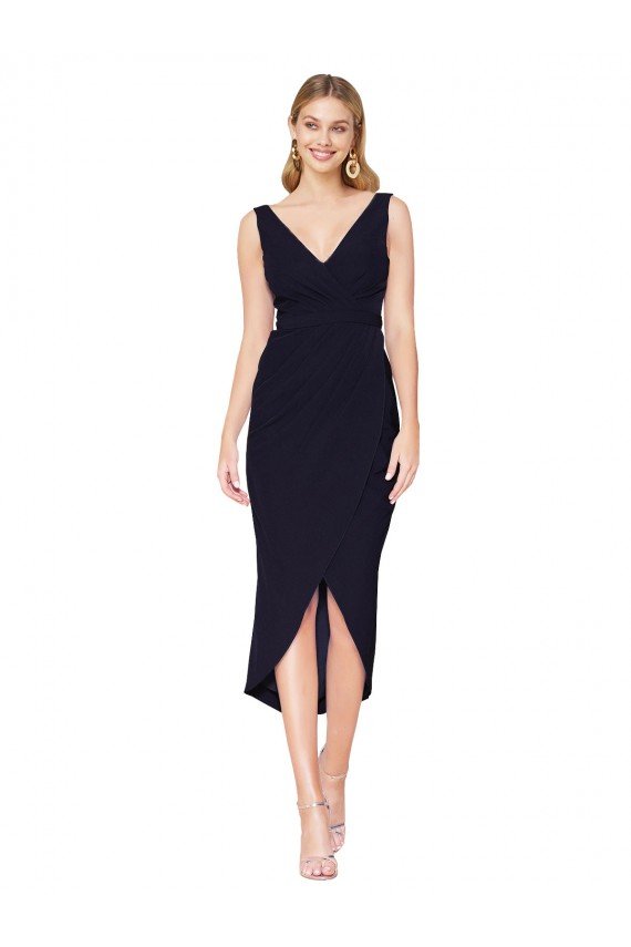 Cheap Knee Length V-Neck Formal Crepe Short Cocktail Wrap Bridesmaid Dress / Prom Dress Sydney