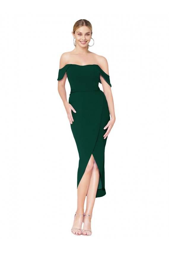 Cheap Off the Shoulder Knee Length Formal Crepe Short Cocktail Wrap Bridesmaid Dress / Prom Dress Sydney