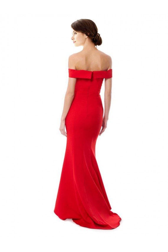Cheap Off the Shoulder Sweetheart Maxi Formal Crepe Bridesmaid Dress / Prom Dress With Thigh Split and Train Sydney
