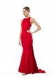 Cheap High Neck Mermaid Open Back Formal Crepe Maxi Bridesmaid Dress / Prom Dress with Train Detail Sydney