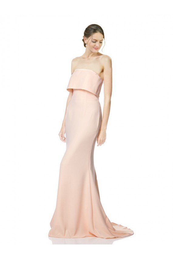 Cheap High Neck Strapless Long Formal Crepe Maxi Bridesmaid Dress / Prom Dress with Overlay Sydney