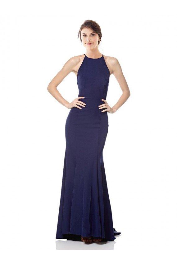Cheap High Neck Fishtail Formal Crepe Bridesmaid Dress / Prom Dress with Open Back Detail Sydney