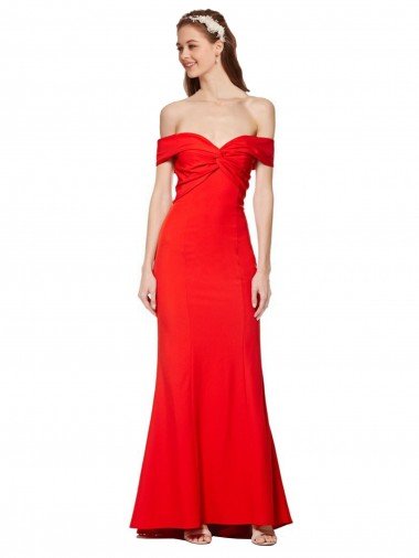 Cheap Cross Front and Back Bardot Sleeveless Formal Crepe Maxi Bridesmaid Dress / Prom Dress Sydney