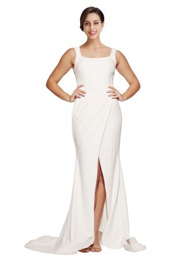 Cheap Square Neck Long Sheath Sweep Train Crepe Bridesmaid Dress / Prom Dress  Sydney