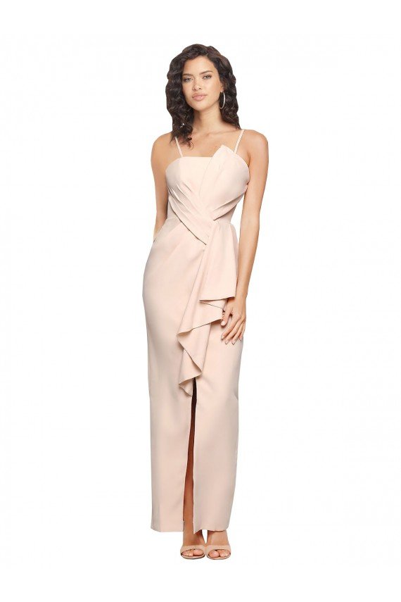 Cheap Long Full Length Ruffles Strapless Low Back Crepe Bridesmaid Dress / Prom Dress with Straps Sydney