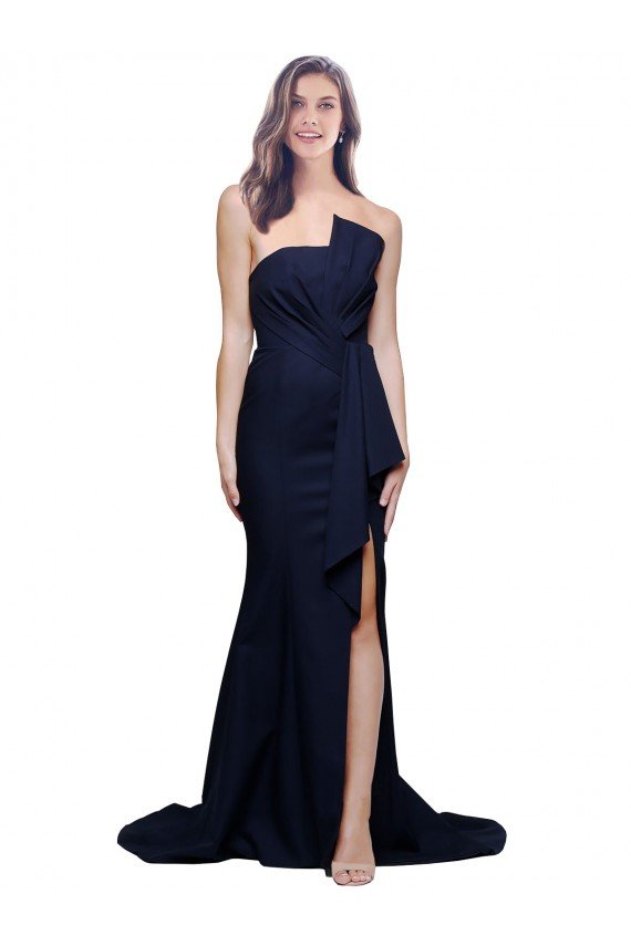 Cheap Long Strapless Sweep Train Low Back Crepe Bridesmaid Dress / Prom Dress Sydney