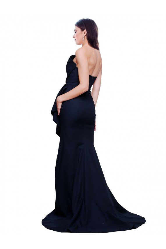 Cheap Long Strapless Sweep Train Low Back Crepe Bridesmaid Dress / Prom Dress Sydney
