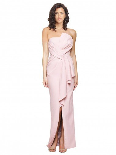 Cheap Strapless Long Full Length Ruffles Low Back Formal Crepe Bridesmaid Dress / Prom Dress Sydney