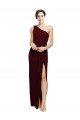 Cheap One Shoulder Sheath Formal Crepe Bridesmaid Dress / Prom Dress with High Side Split Sydney