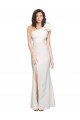 Cheap One Shoulder Long Full Length Formal Crepe Bridesmaid Dress / Prom Dress with Ruffles and Side Split Sydney