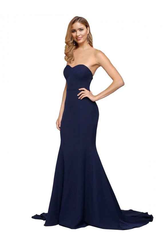 Cheap Fit and Flare Sweetheart Long Formal Crepe Bridesmaid Dress / Prom Dress with Sweep Train Sydney