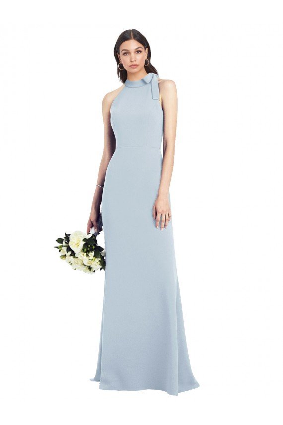 Cheap Halter Bow Neck Open Back Soft Full Length Trumpet Bridesmaid Dress / Prom Dress Sydney