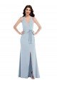 Cheap Open Back Halter Maxi Formal Crepe Bridesmaid Dress / Prom Dress with Draped Bow Sydney