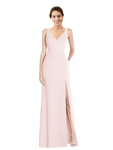 Cheap Square Neck Low Back A-Line Bridesmaid Dress / Prom Dress with Front Slit and Pockets Sydney
