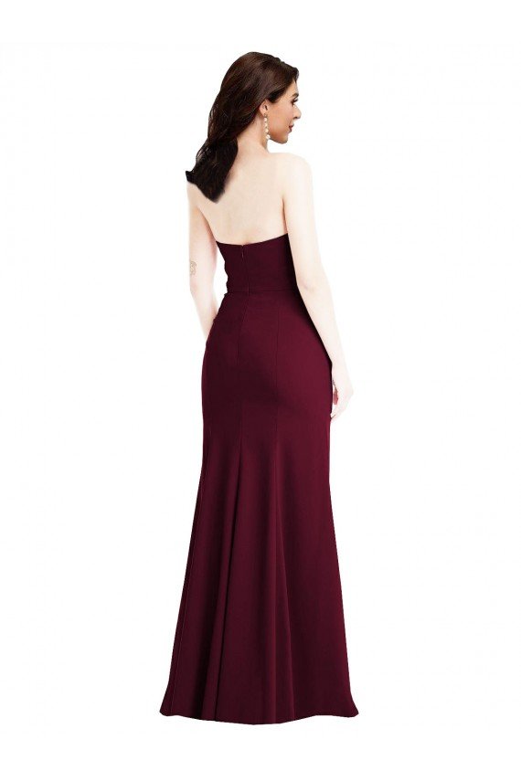 Cheap Strapless Crepe Maxi Bridesmaid Dress / Prom Dress with Front Slit Sydney