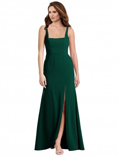 Cheap Square Neck Trumpet Maxi Bridesmaid Dress / Prom Dress with Front Slit Sydney